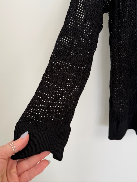 525 America Black Open-Weave Scoop Neck Sweater - Picture 6 of 9